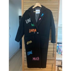 Front Street 8 Black Wool Coat with Colored Patches IT38